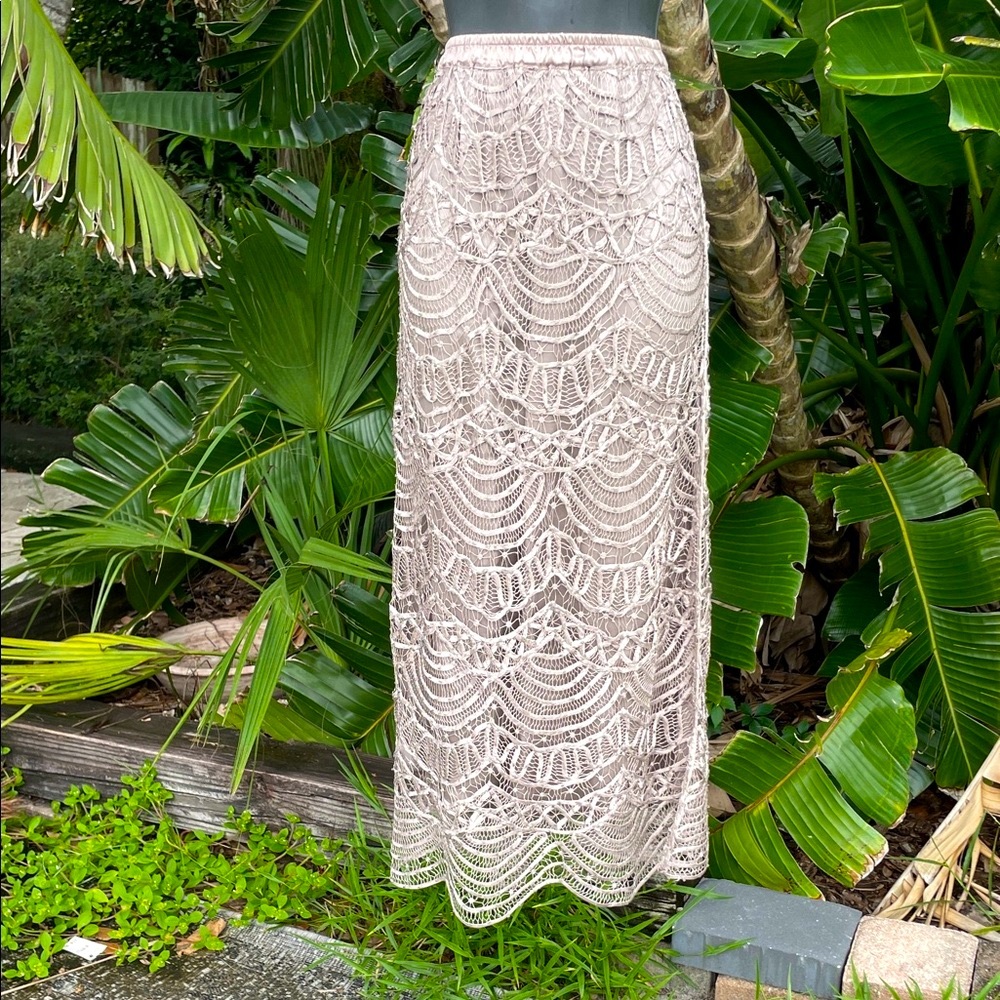 Soulmates beaded silk lace, pencil skirt